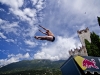 Kent De Mond of the USA dives from the 27 metre platform on Scaliger Castle during the second training session of the fifth stop of the Red Bull Cliff Diving World Series, Malcesine, Italy on July 23rd 2011.