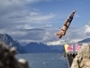 Artem Sichenko of Russia dives from the 27 metre platform on Scaliger Castle during the second training session of the fifth stop of the Red Bull Cliff Diving World Series, Malcesine, Italy on July 23rd 2011.