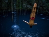 Jorge Ferzuli of Mexico practices during the second training session of the second stop of the Red Bull Cliff Diving World Series at Ik Kil cenote in Chichen Itza, Yucatan, Mexico on April 9th 2011.