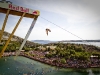 Steven LoBue of the USA dives from the 26.8 metre platform during the third stop of the Red Bull Cliff Diving World Series at Lake Vouliagmeni in Athens, Greece on May 22nd 2011.